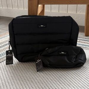 New NWT 2 pc bundle Scout Black Puffer Travel Organizer Toiletry Bag Set Pouch